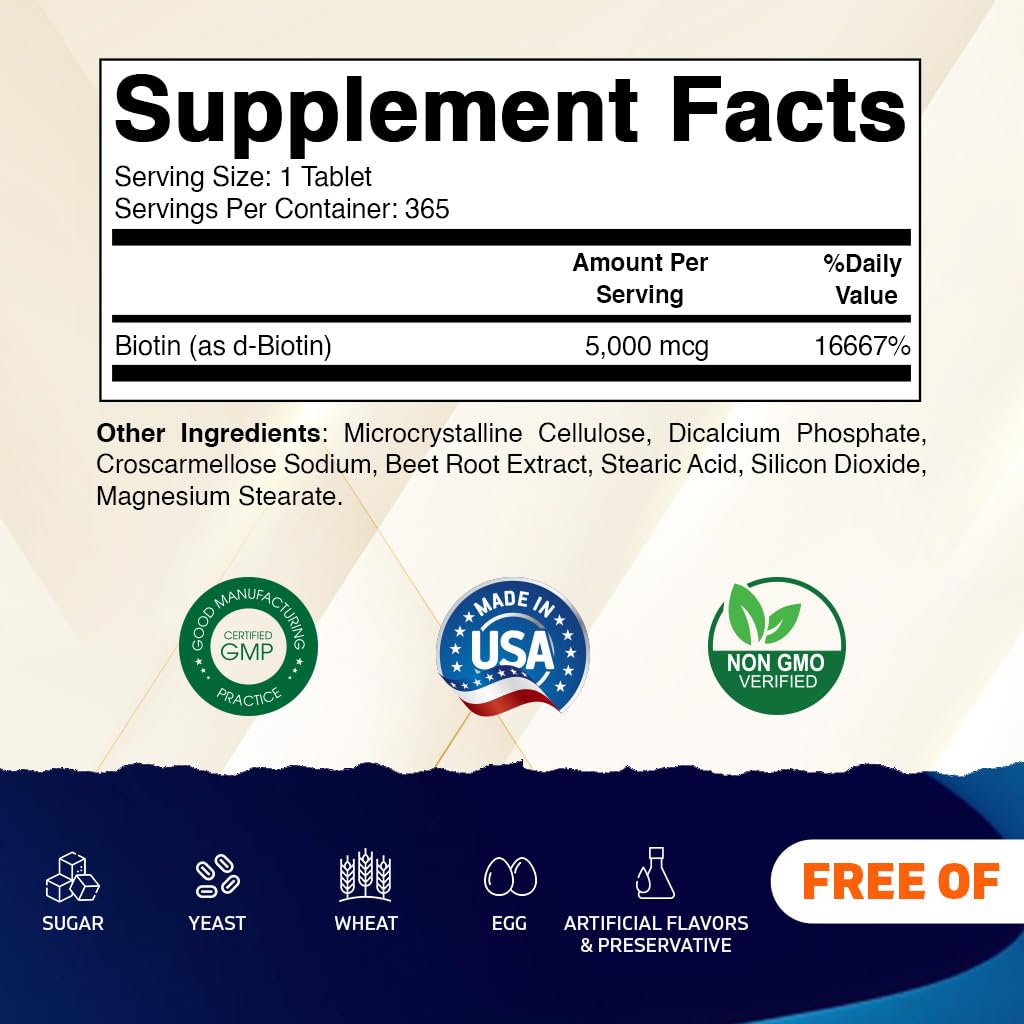 Frasco Vitamatic Biotina 365 tabletas para cabello y piel