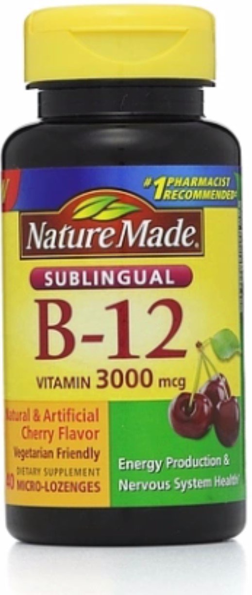 Frasco de Vitamina B-12 3000mcg Nature Made sublingual 40 uds.