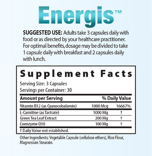 Frasco de Vitamina B12 Energis vista lateral