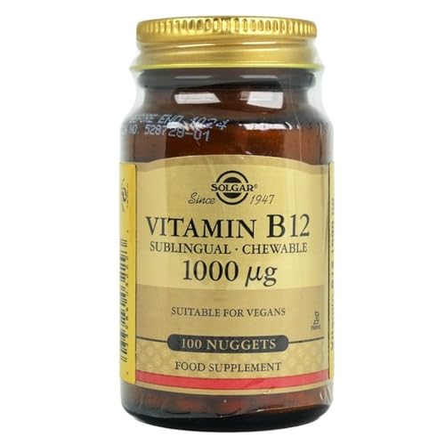 Frasco vitamina B12 sublingual 1000 mcg Solgar 100 nuggets