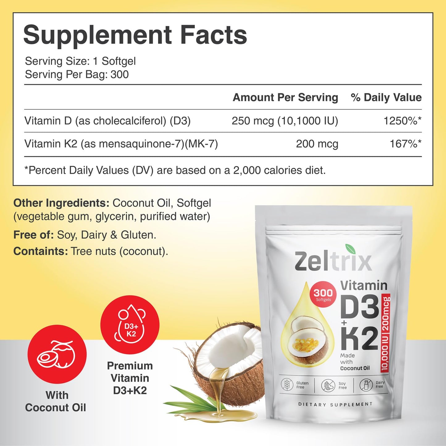 Frasco suplemento Vitamina D3 K2 para salud de huesos y corazón