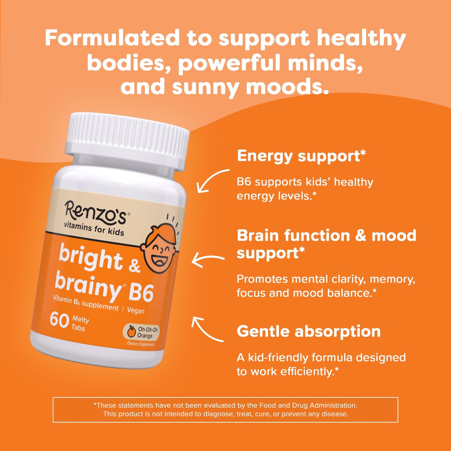 Frasco Vitaminas Renzo's Bright & Brainy B6 60 unidades