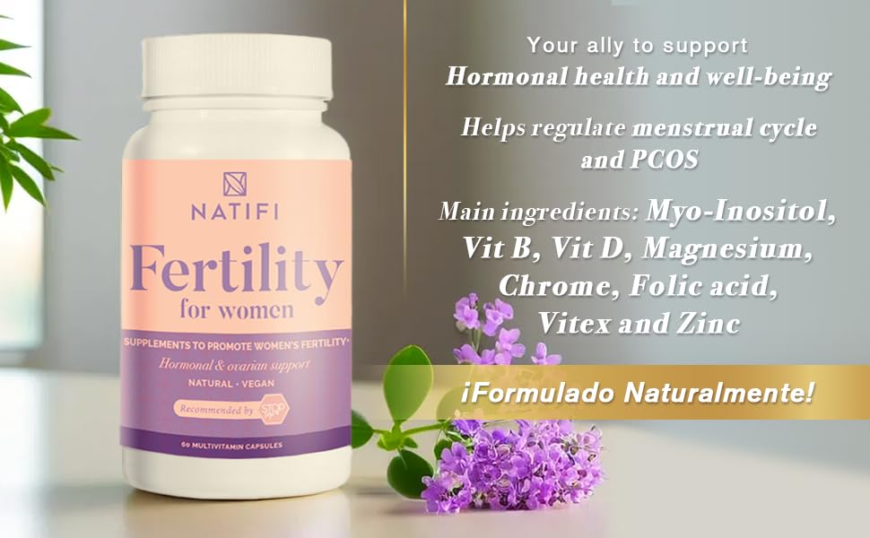 Frasco y caja Natifi vitaminas prenatal fertilidad