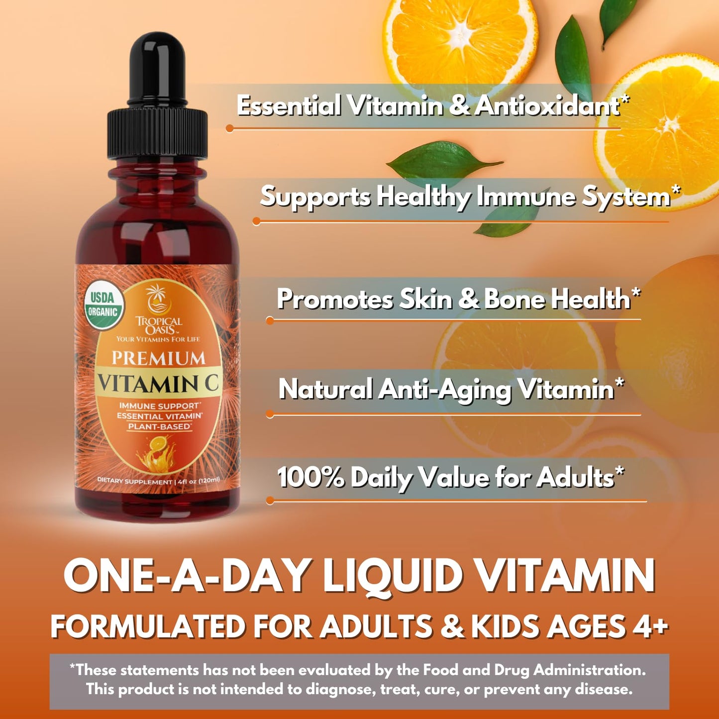 Frasco y gotas Vitamin C Tropical Oasis orgánico