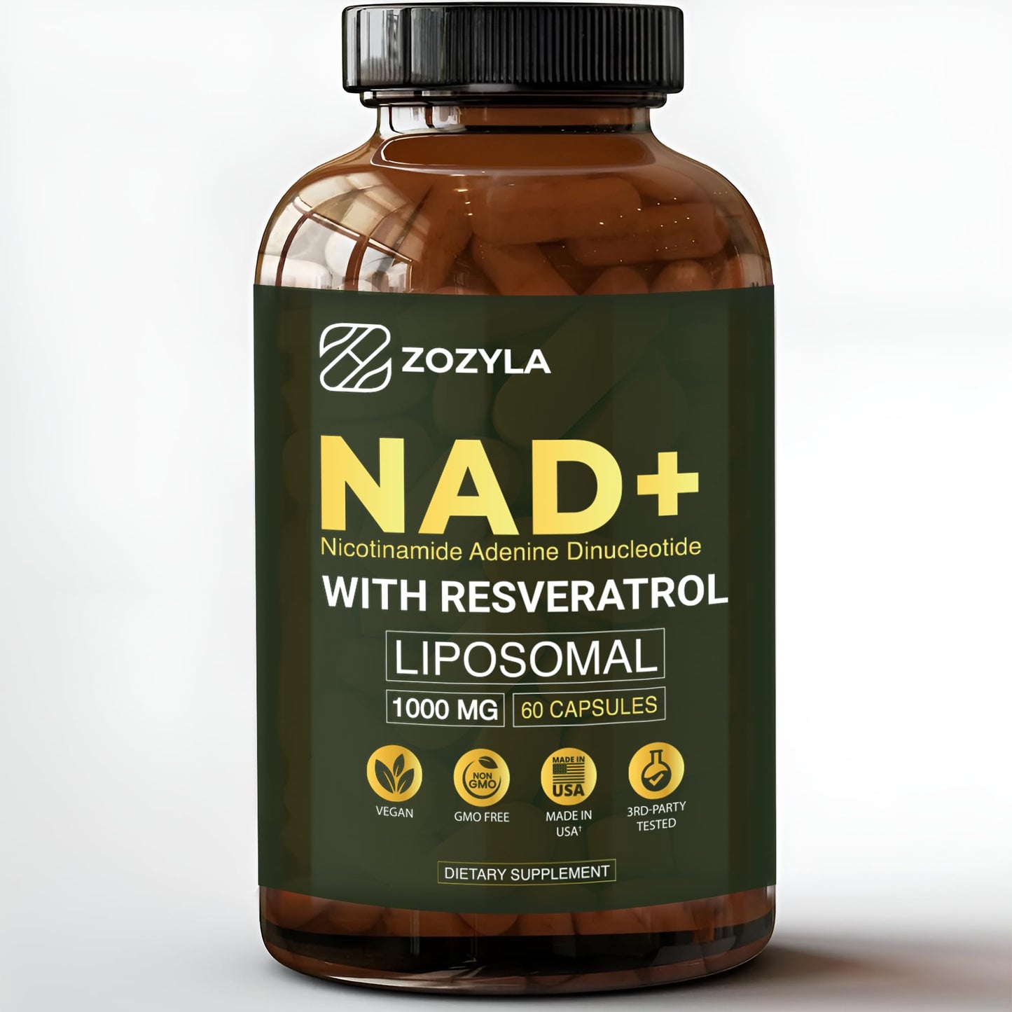 Frasco de ZOZYLA ZozylaNAD+ con 60 cápsulas