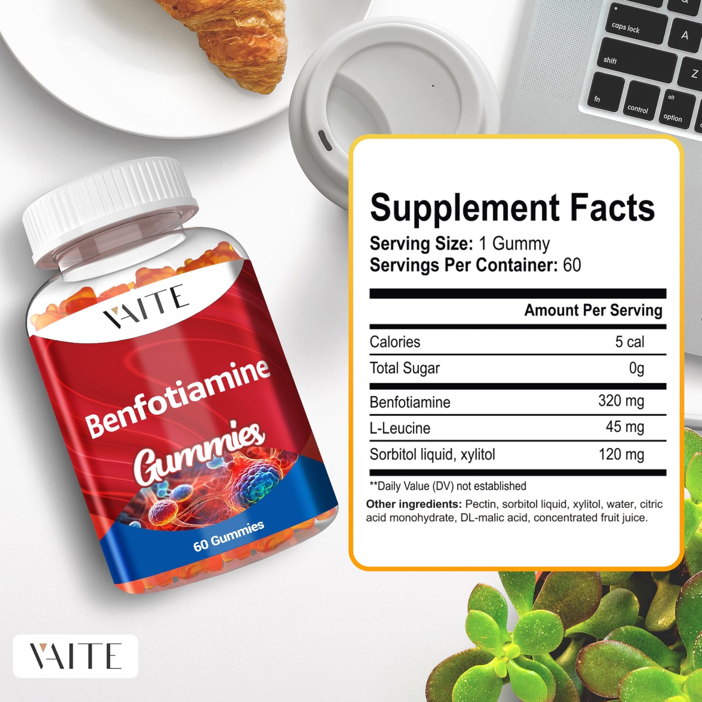 Frasco gomitas Benfotiamina para energía y metabolismo