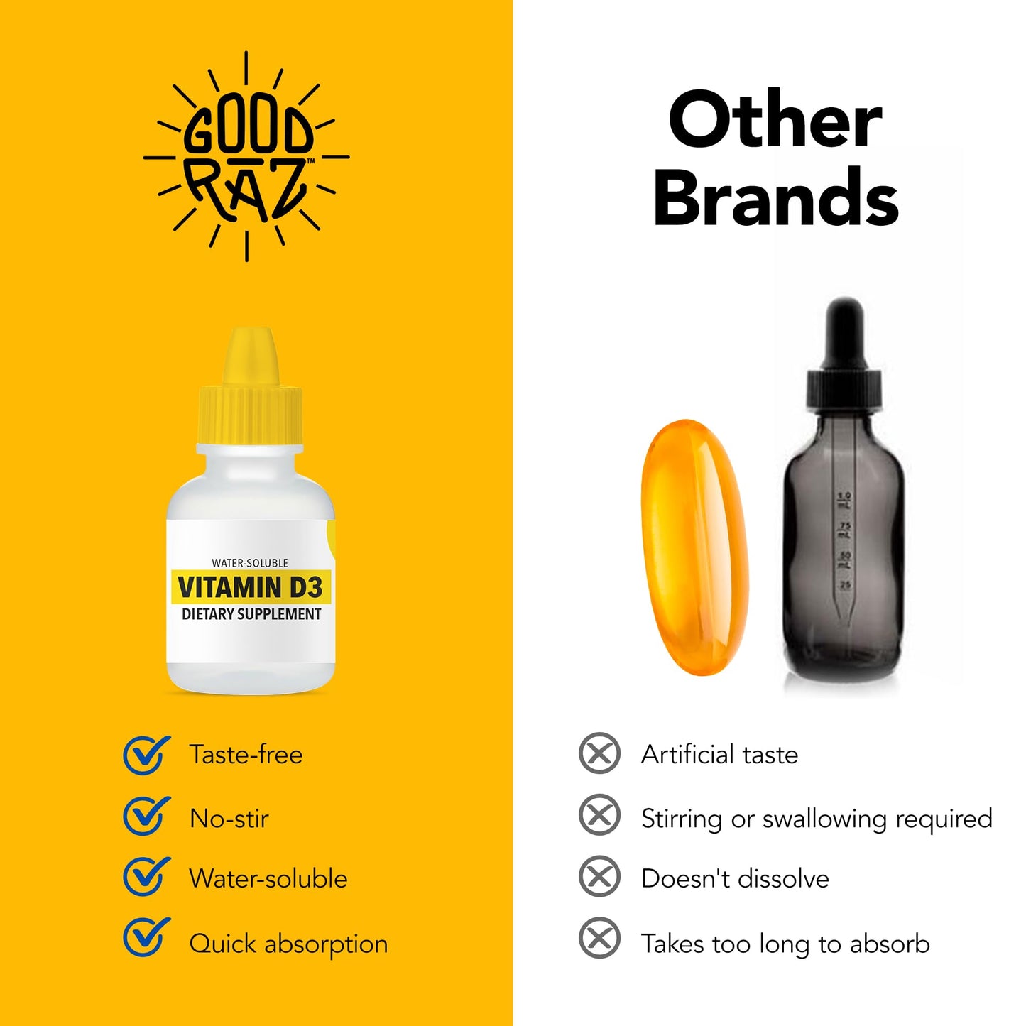Frascos Good Raz D3 líquido soluble en agua para adultos