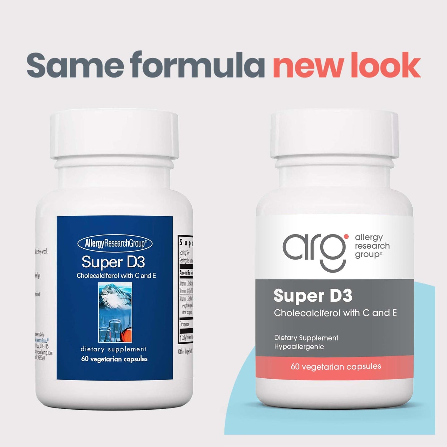 Frasco de suplemento vitamínico Super D3 con vitamina D3 y antioxidantes