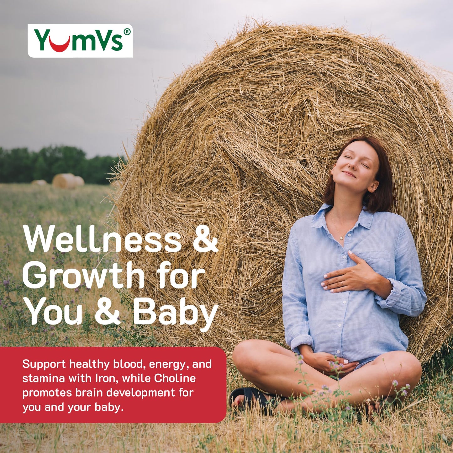 Frente caja gomitas YumVs vitaminas prenatales kosher vegetarianas