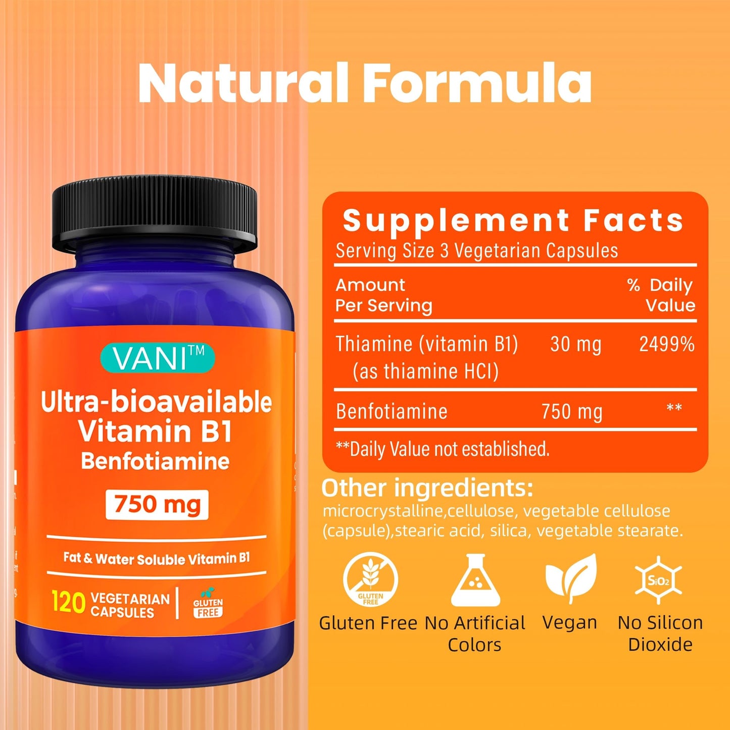 frente y lado suplemento VANI vitamina b1 benfotiamina