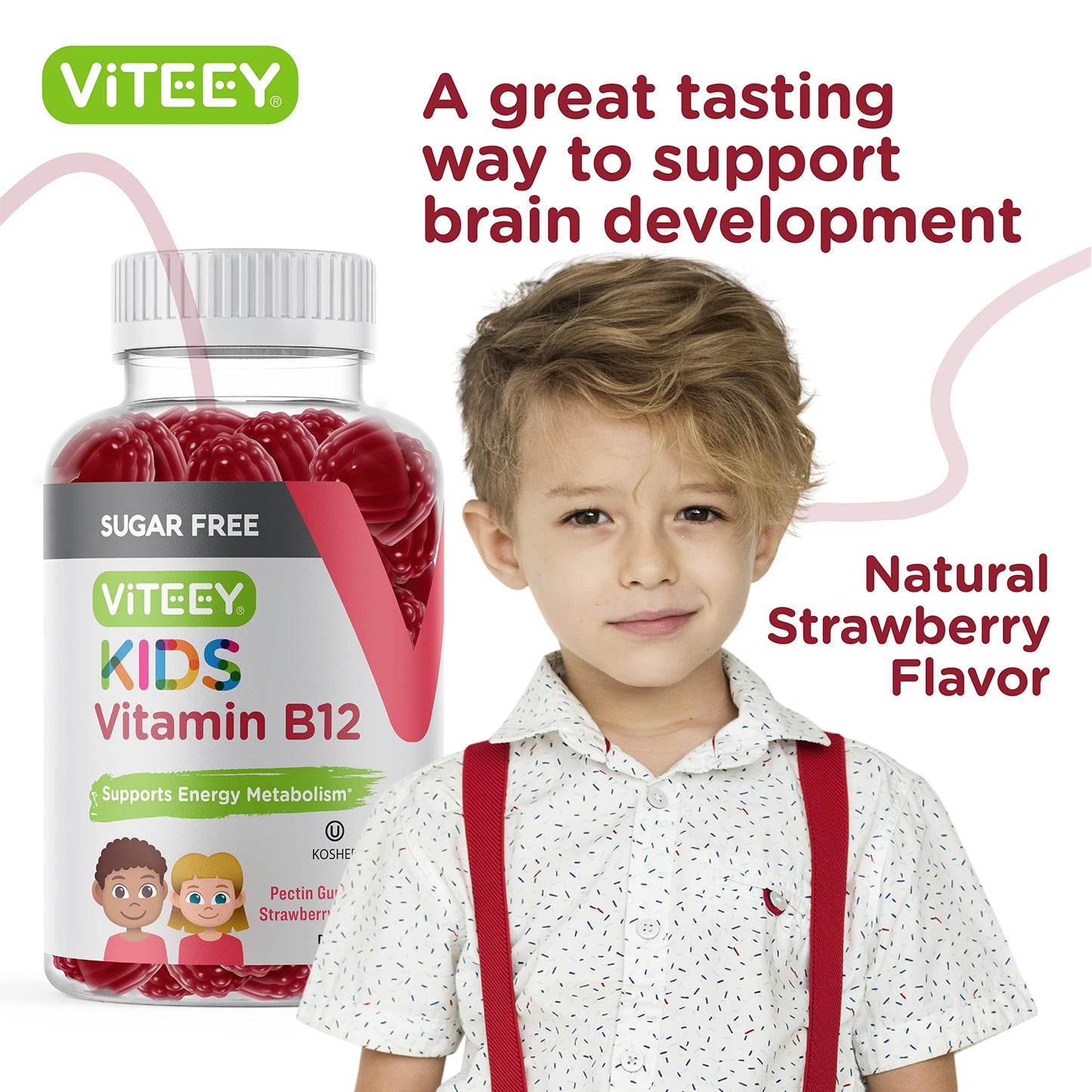 Frente del paquete gominolas vitamina B12 para niños Viteey