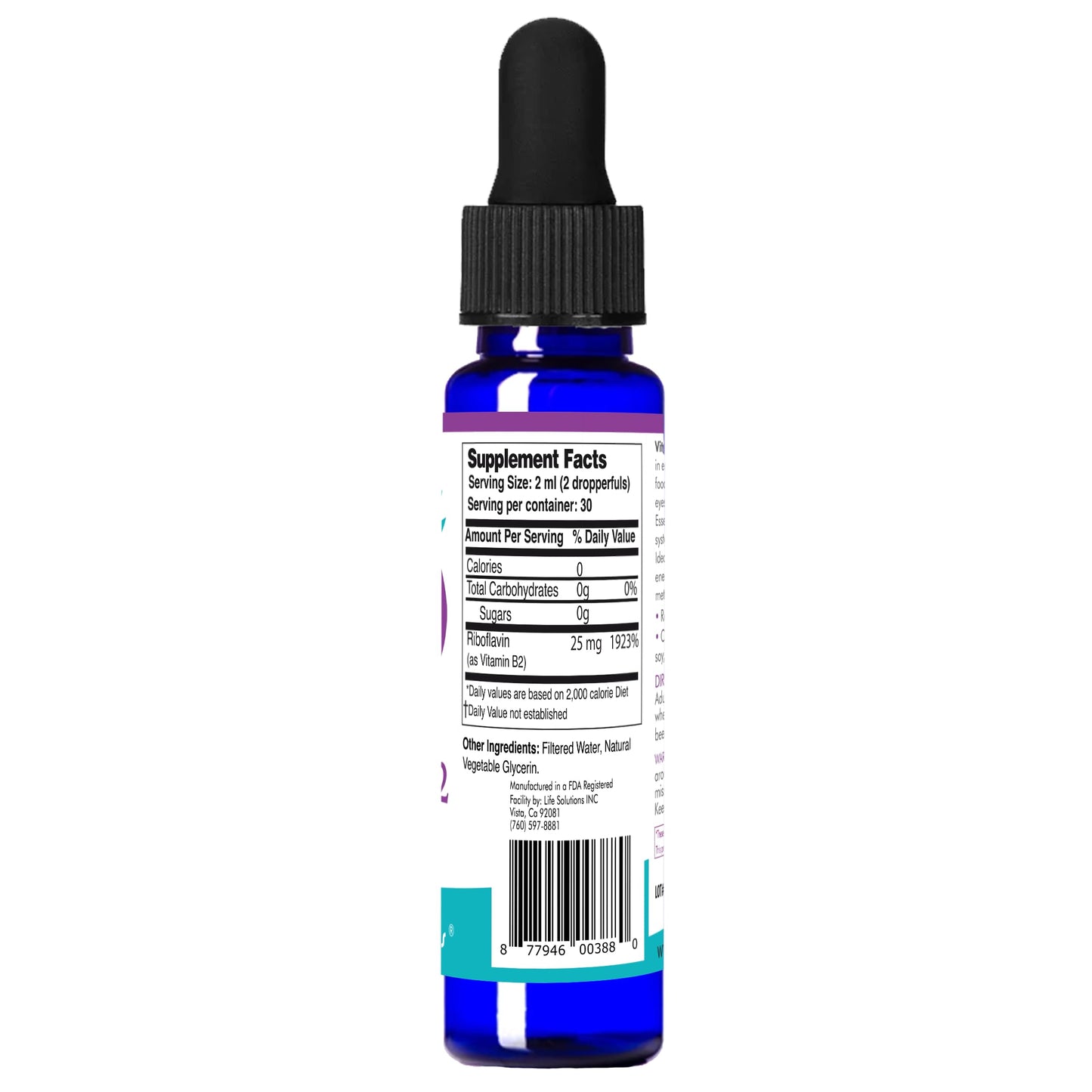 frontal botella vitamina b2 life solutions azul