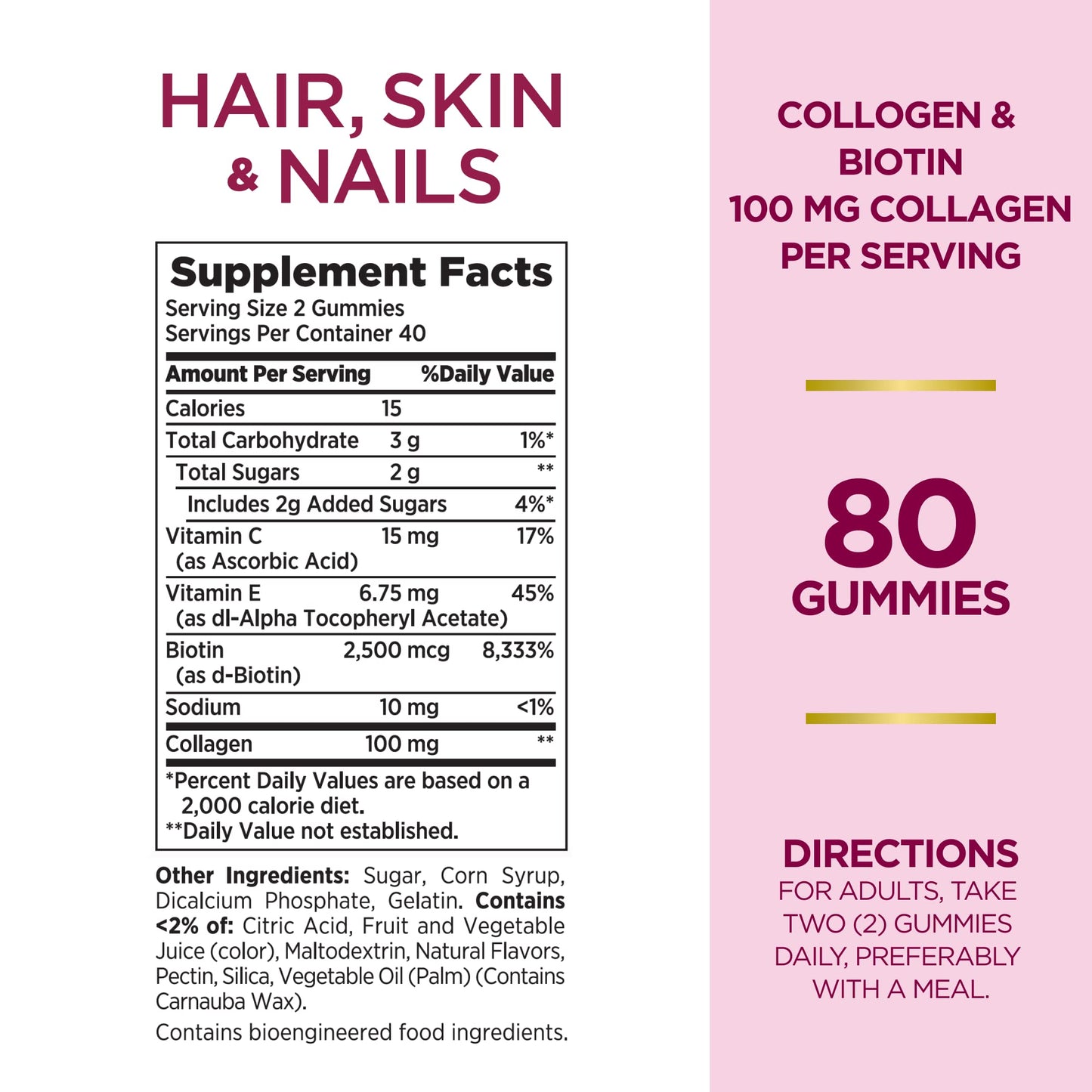 Frontal caja gomitas para cabello piel uñas Nature's Bounty