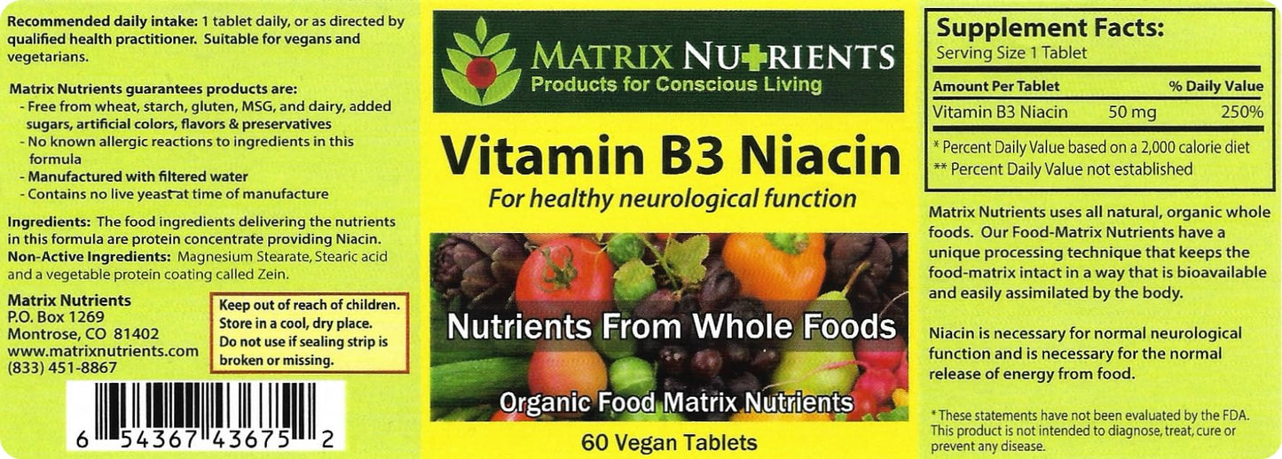 Frontal paquete Matrix Nutrients Vitamina B3 Niacina