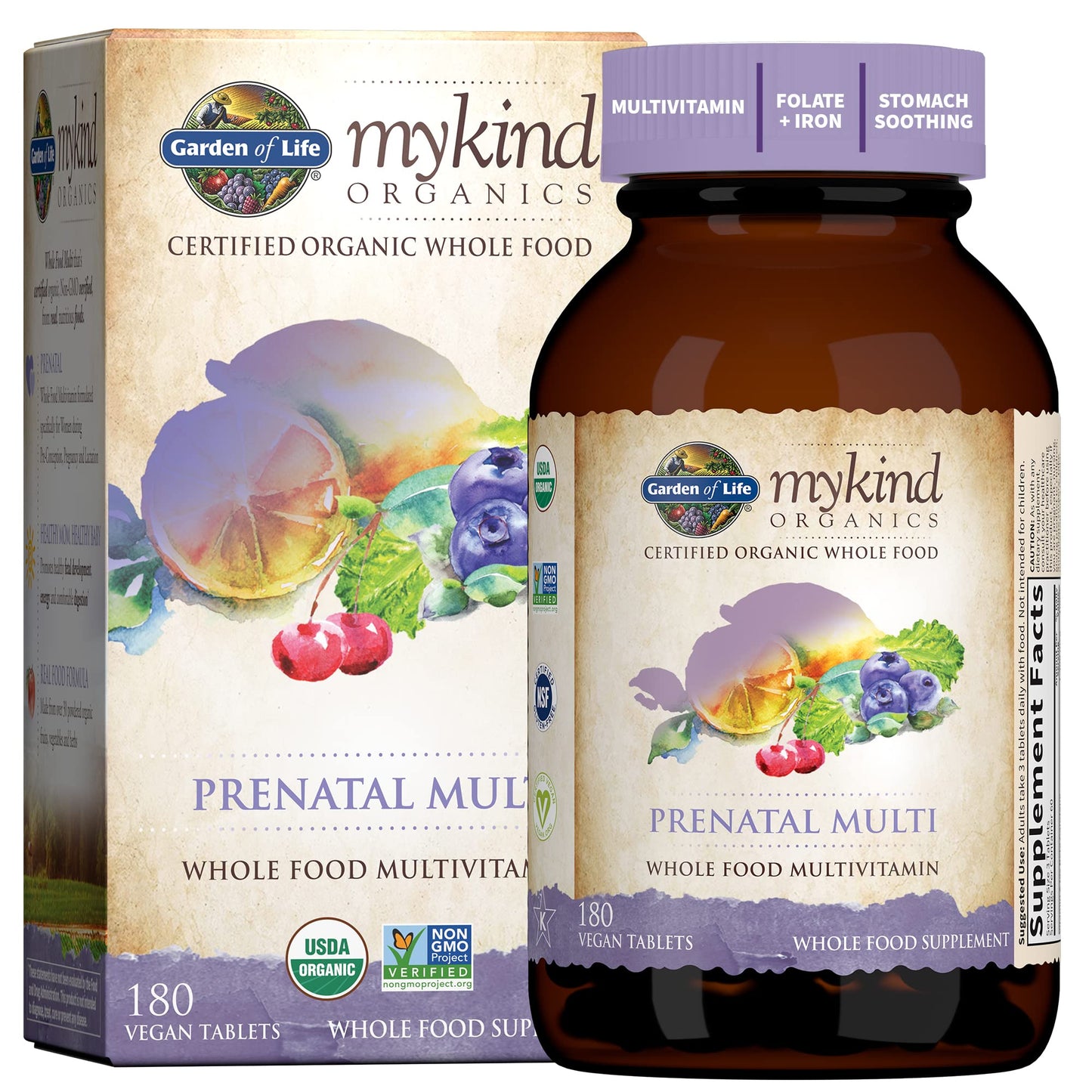 Caja multivitamínico prenatal Garden of Life con cápsulas blandas DHA