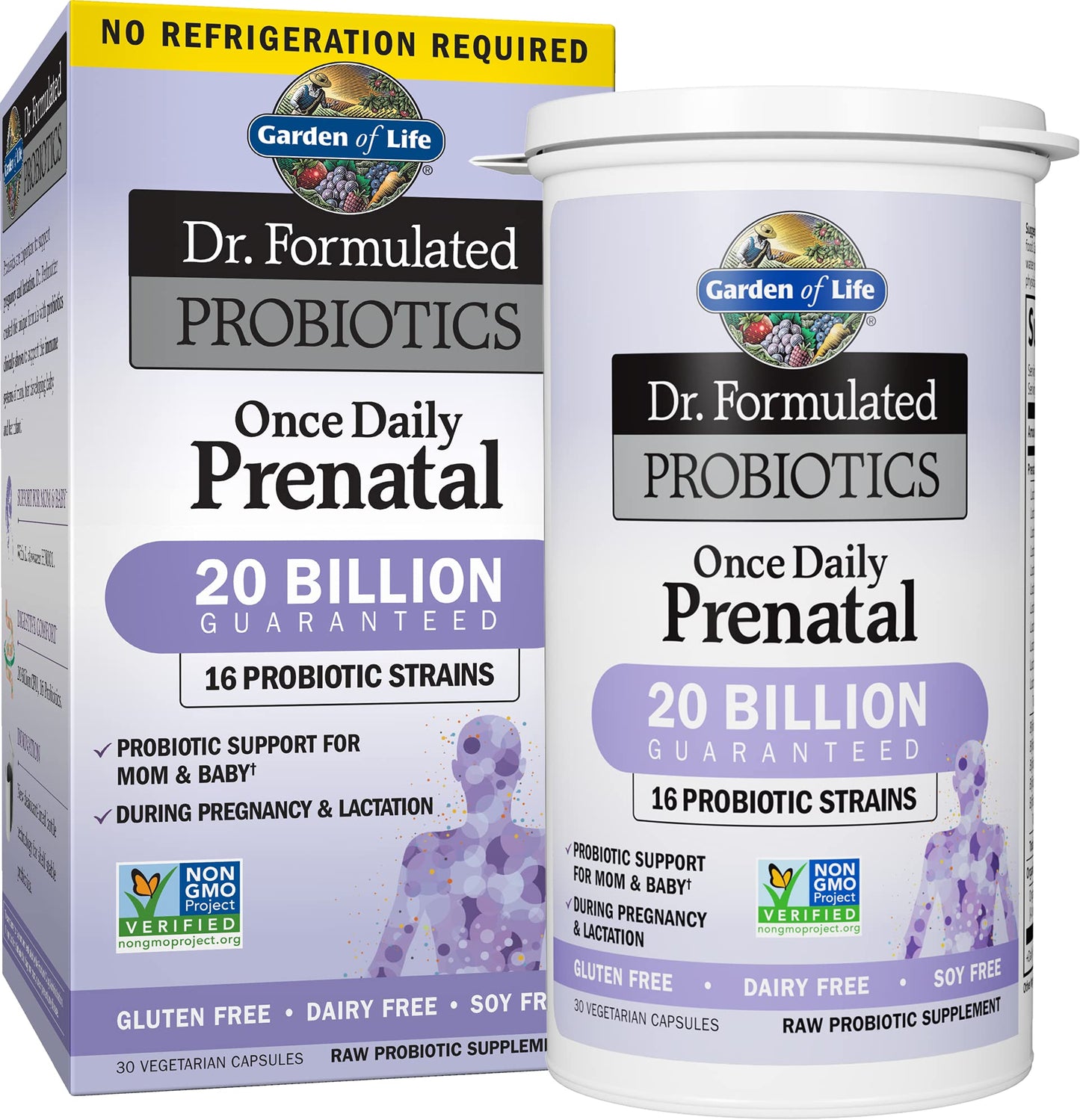 Frasco probióticos prenatales Garden of Life 30 cápsulas