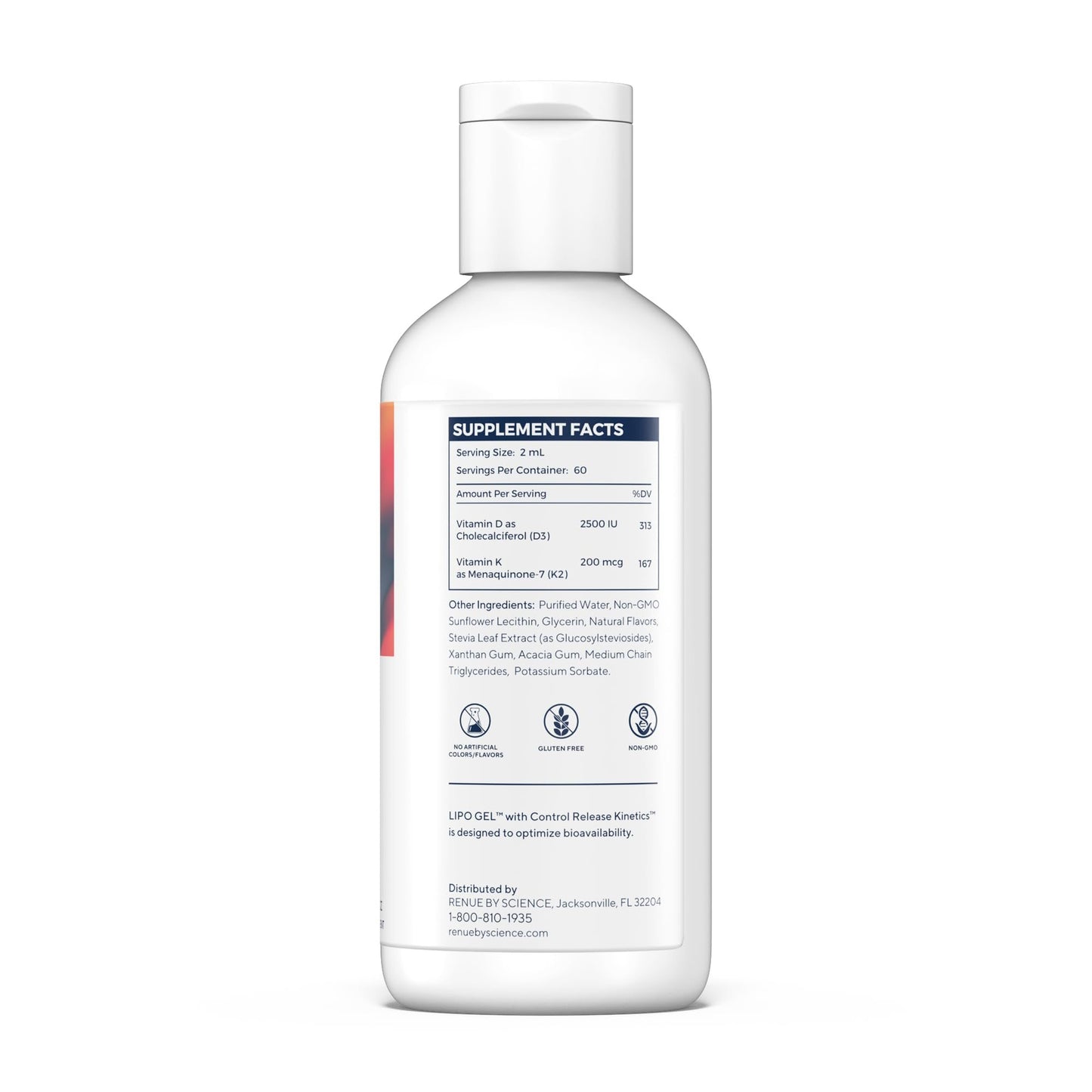Gel vitamina D3 2500 UI y K2 200 mcg para salud ósea