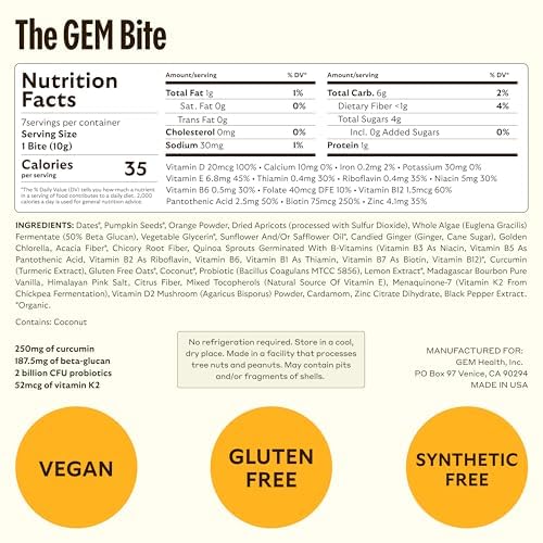 dietary supplement gem bites con probióticos