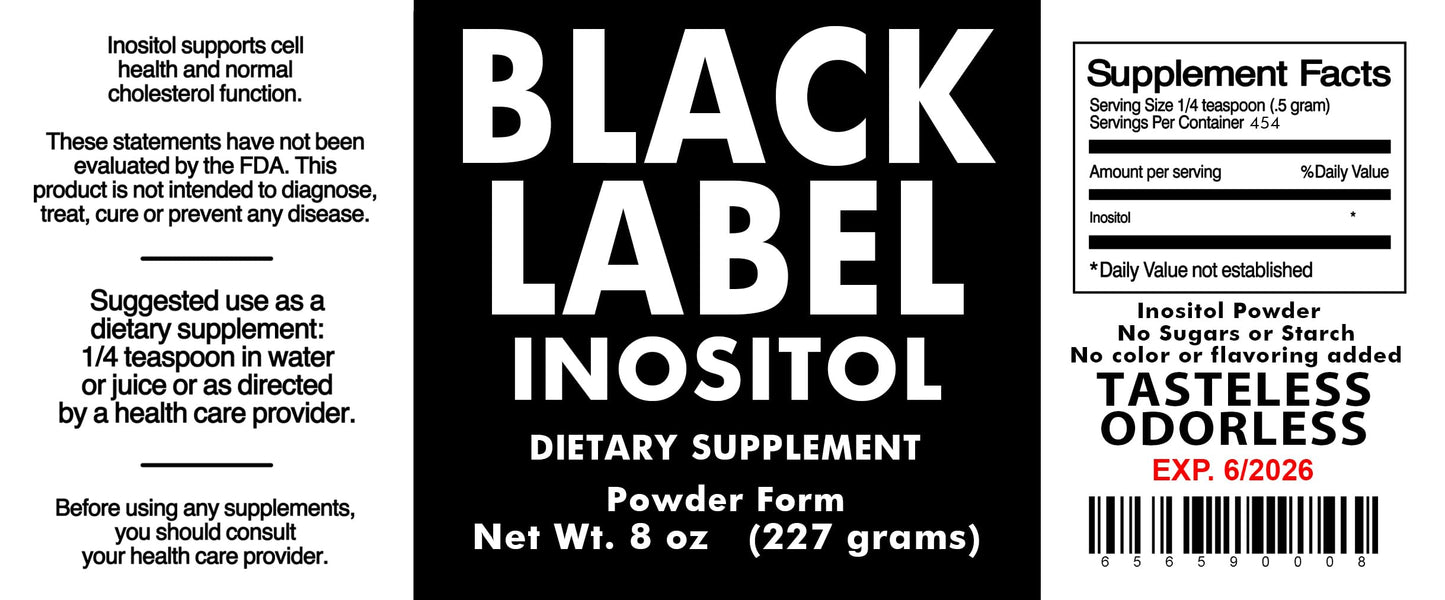 Generic Black Label suplemento polvo inositol 2.19 libras