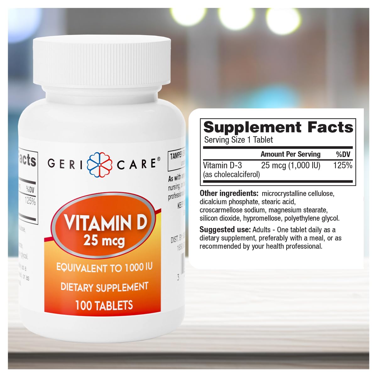 Paquete doble GeriCare vitamina D 25mcg tabletas