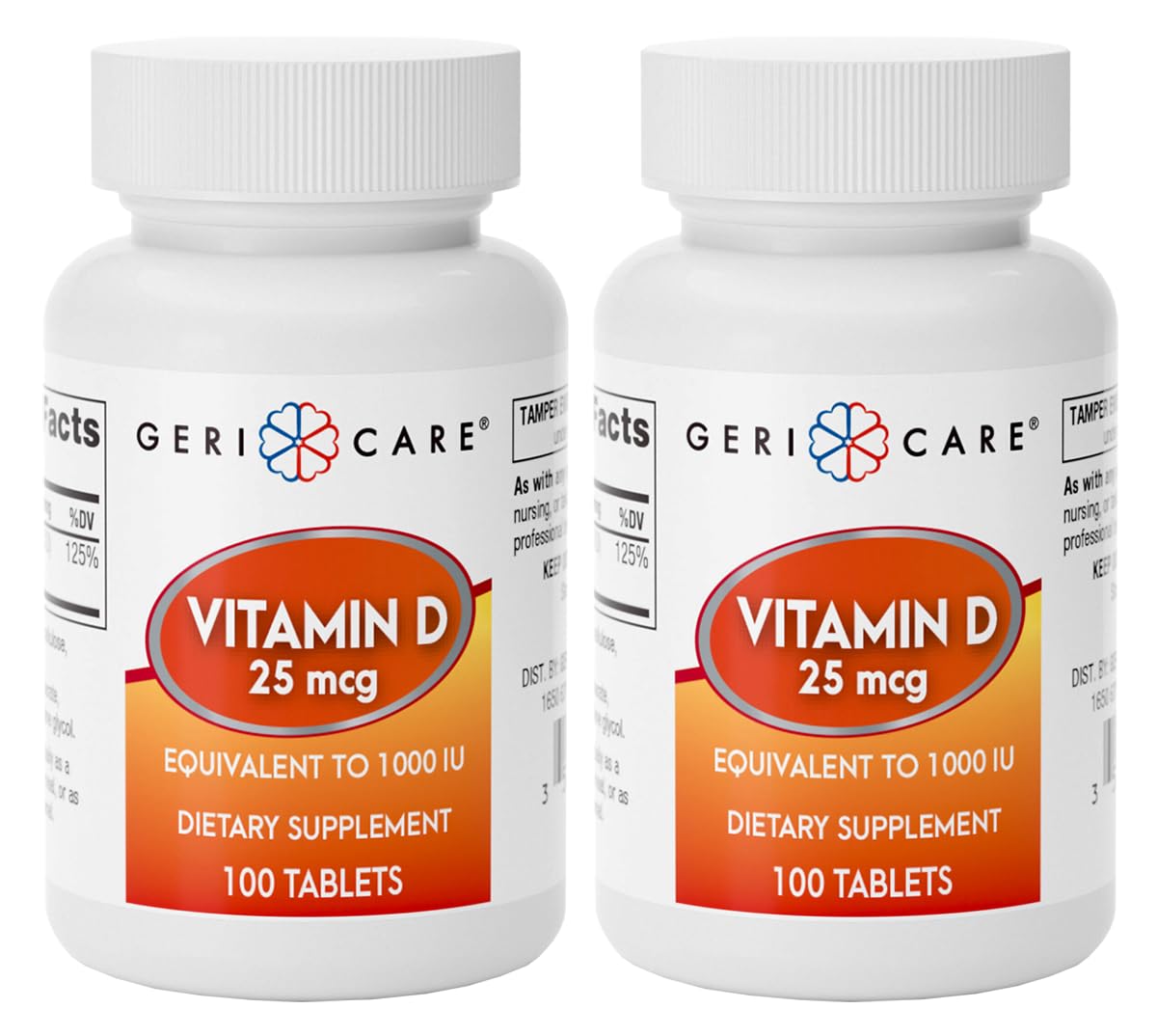 GeriCare vitamina D 25mcg tabletas botella frontal