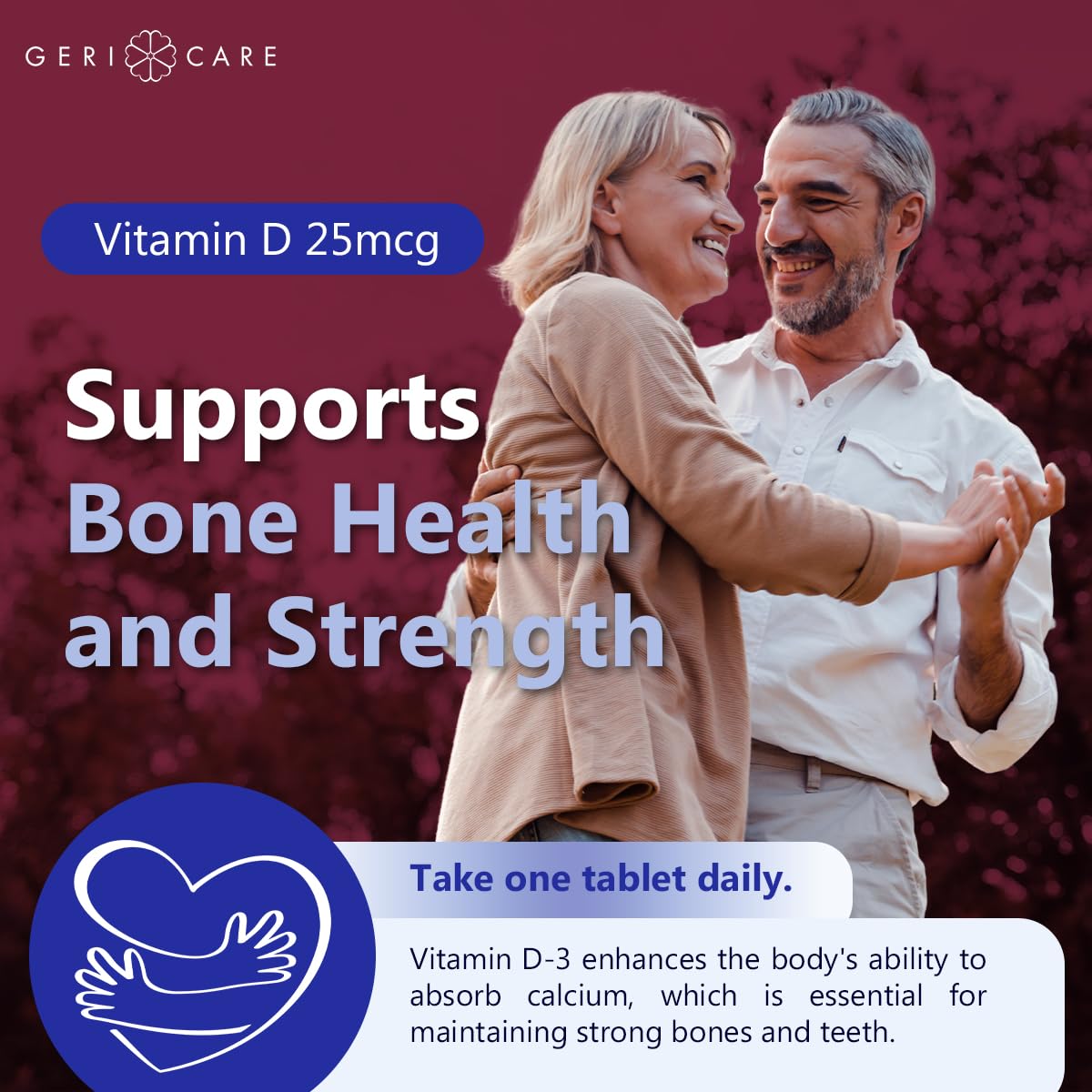 GeriCare Vitamina D suplementos soporte óseo