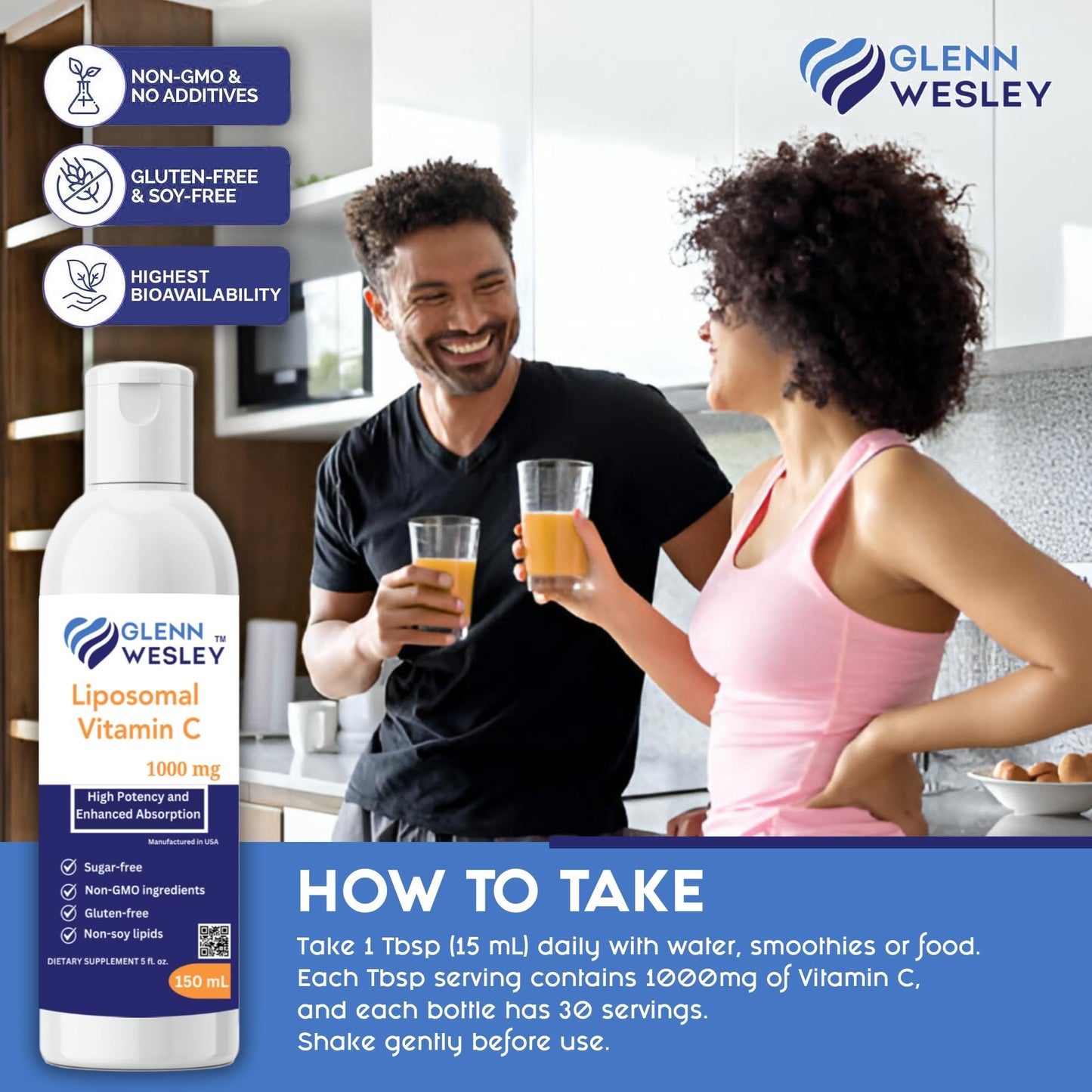 Glenn Wesley suplemento líquido vitamina c liposomal 30 porciones
