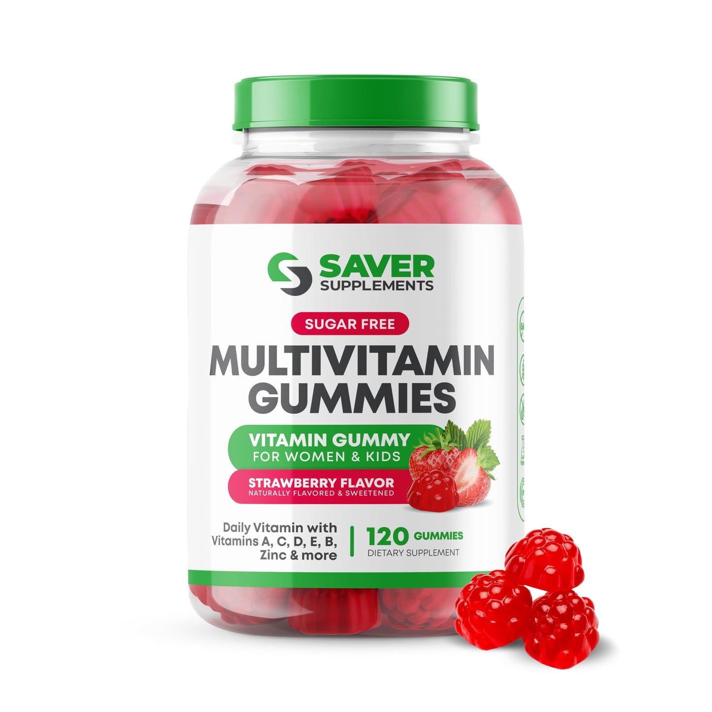 Gomas multivitamínicas Saver sin azúcar 120 unidades