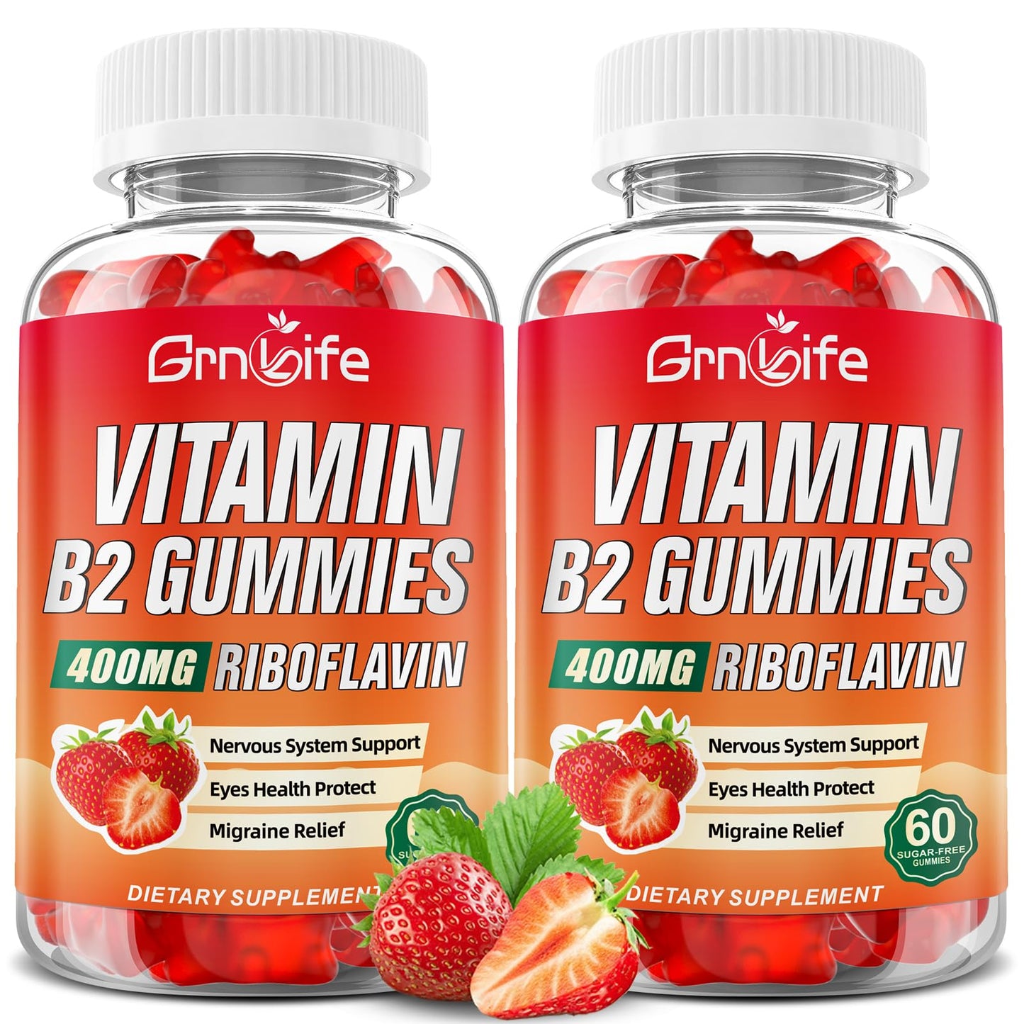 Gomas vitamina B2 400mg GrnLife con magnesio sabor fresa