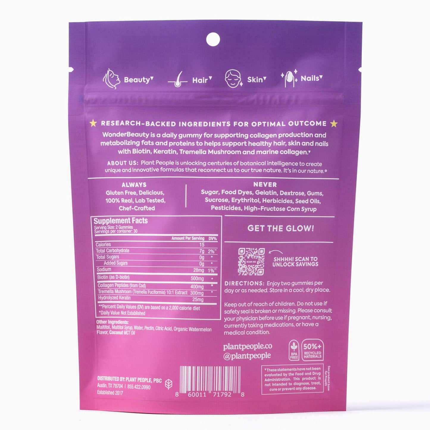 Gomas Wonderbeauty con empaque reciclable