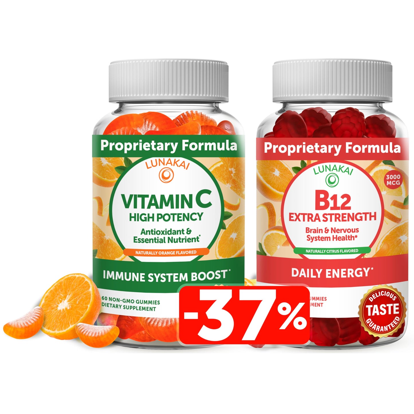 Gominolas Lunakai vitamina c y b12 sabor naranja veganas