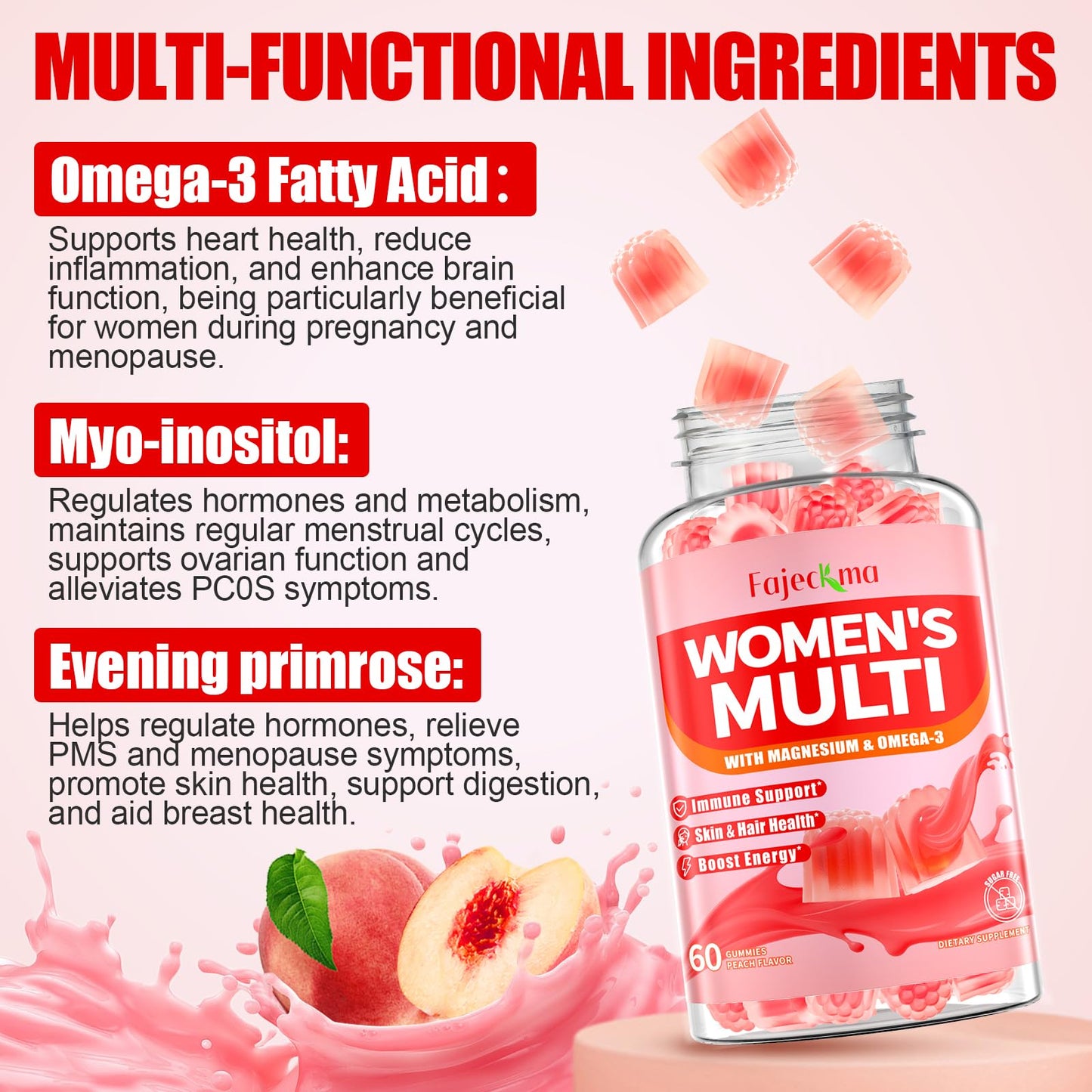 Gominolas multivitamínicas con biotina y minerales para mujeres