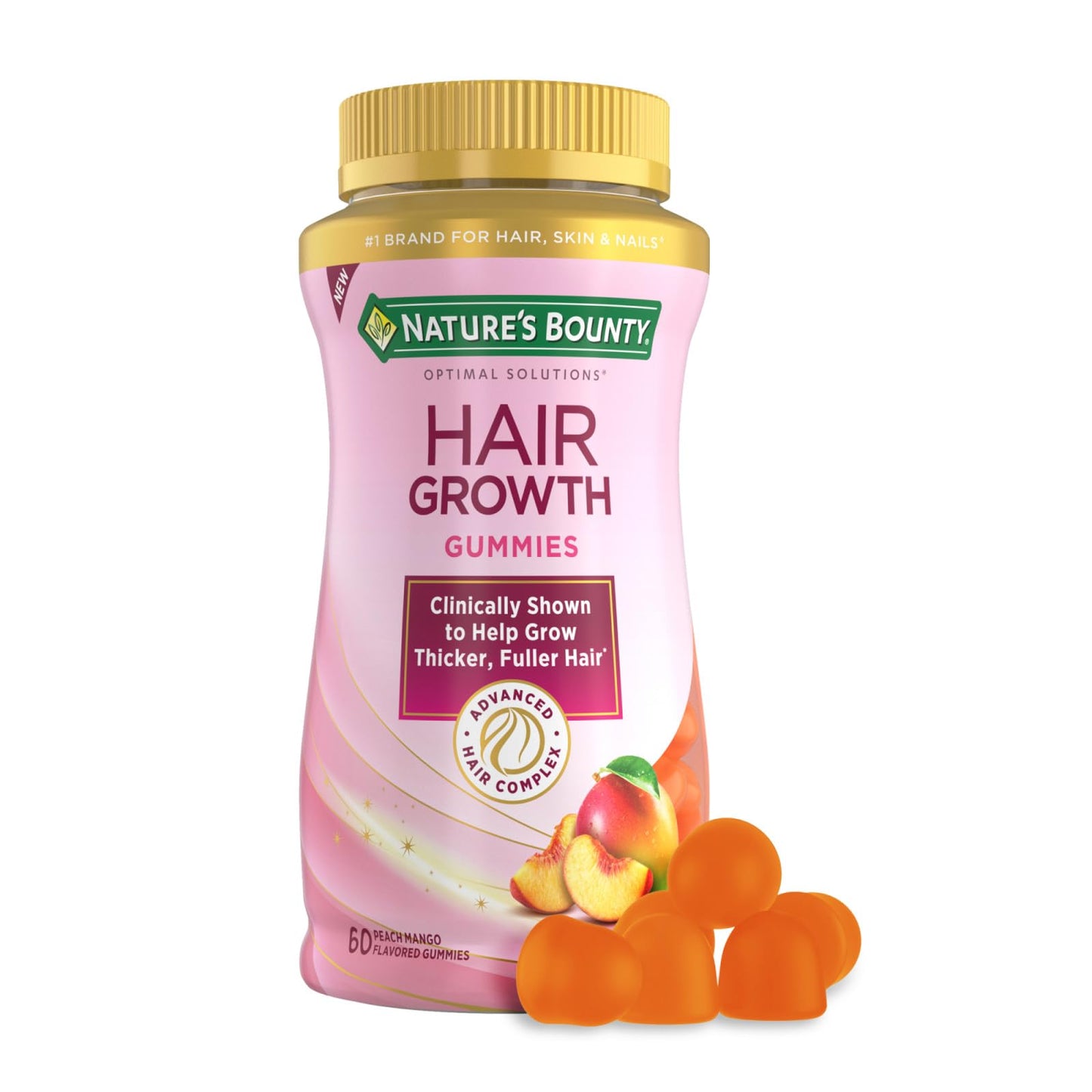 Gominolas Nature's Bounty para cabello sabor durazno mango frasco