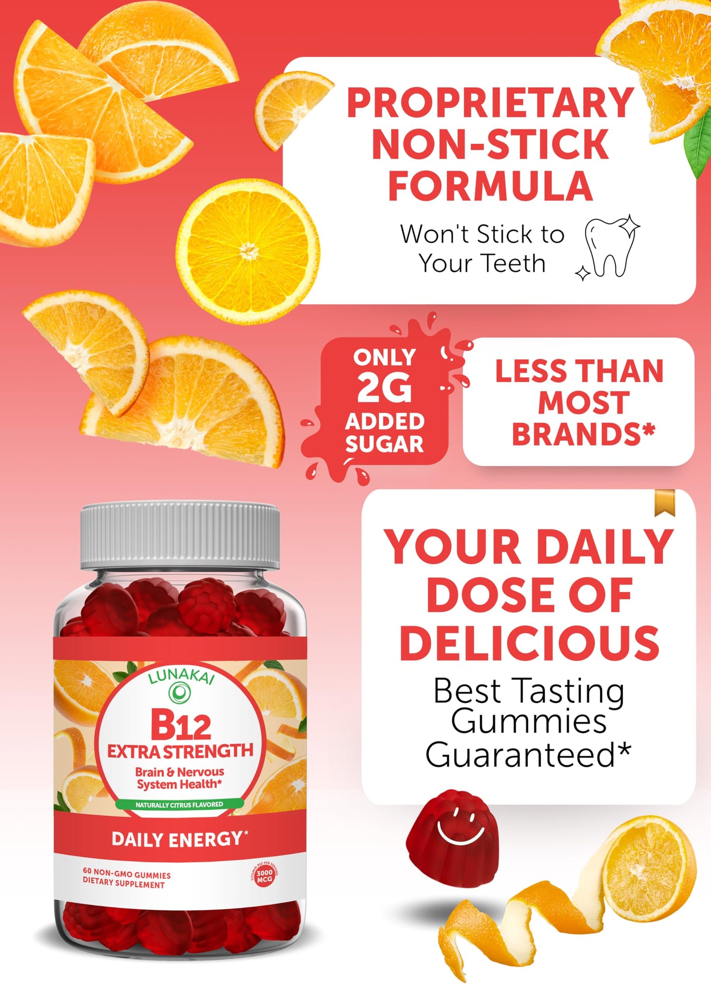 Gominolas orgánicas vitamina c y b12 para adultos de Lunakai