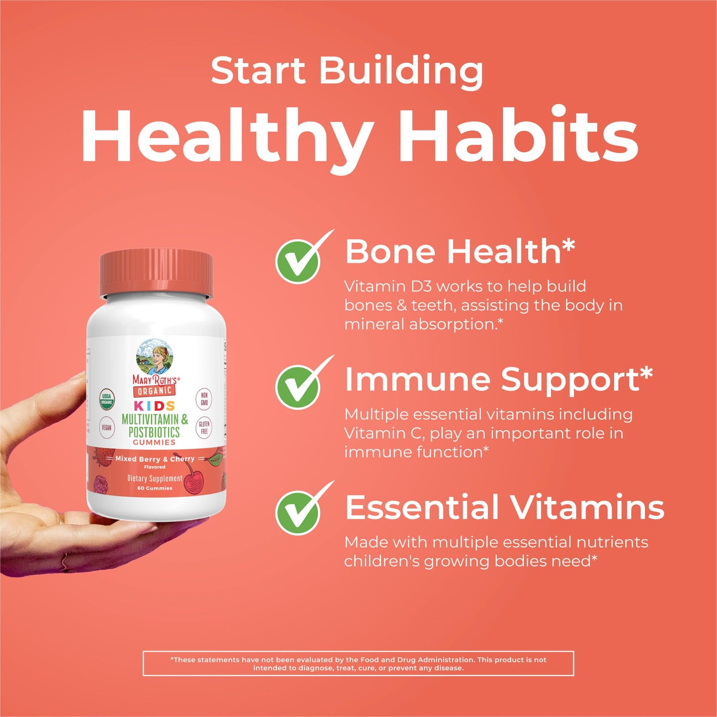 Gominolas veganas multivitamínicas y postbióticas para niños