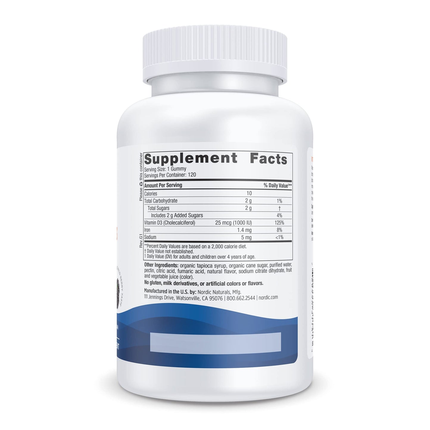 Gominolas de vitamina d3 Nordic Naturals en botella transparente