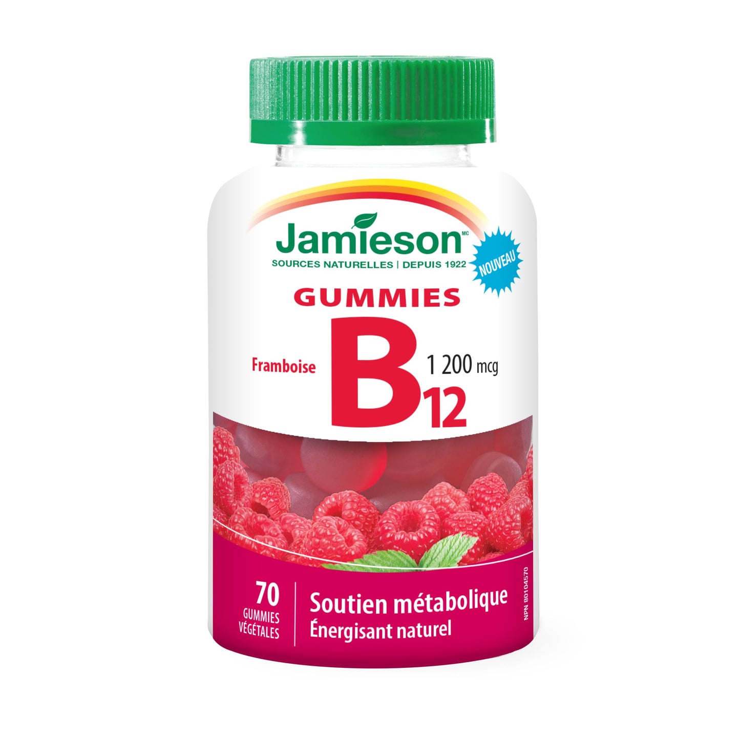 Gomita b12 jamieson alta potencia sabor frambuesa sin gelatina