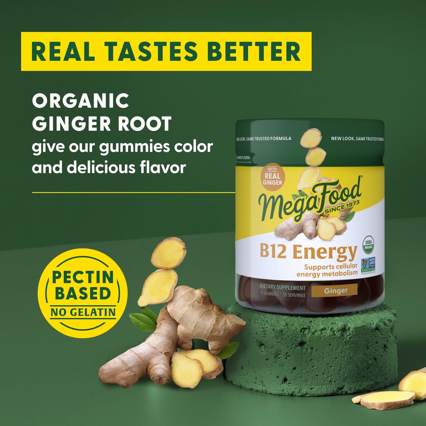 Muestra gomita MegaFood vitamina b12 con jengibre natural