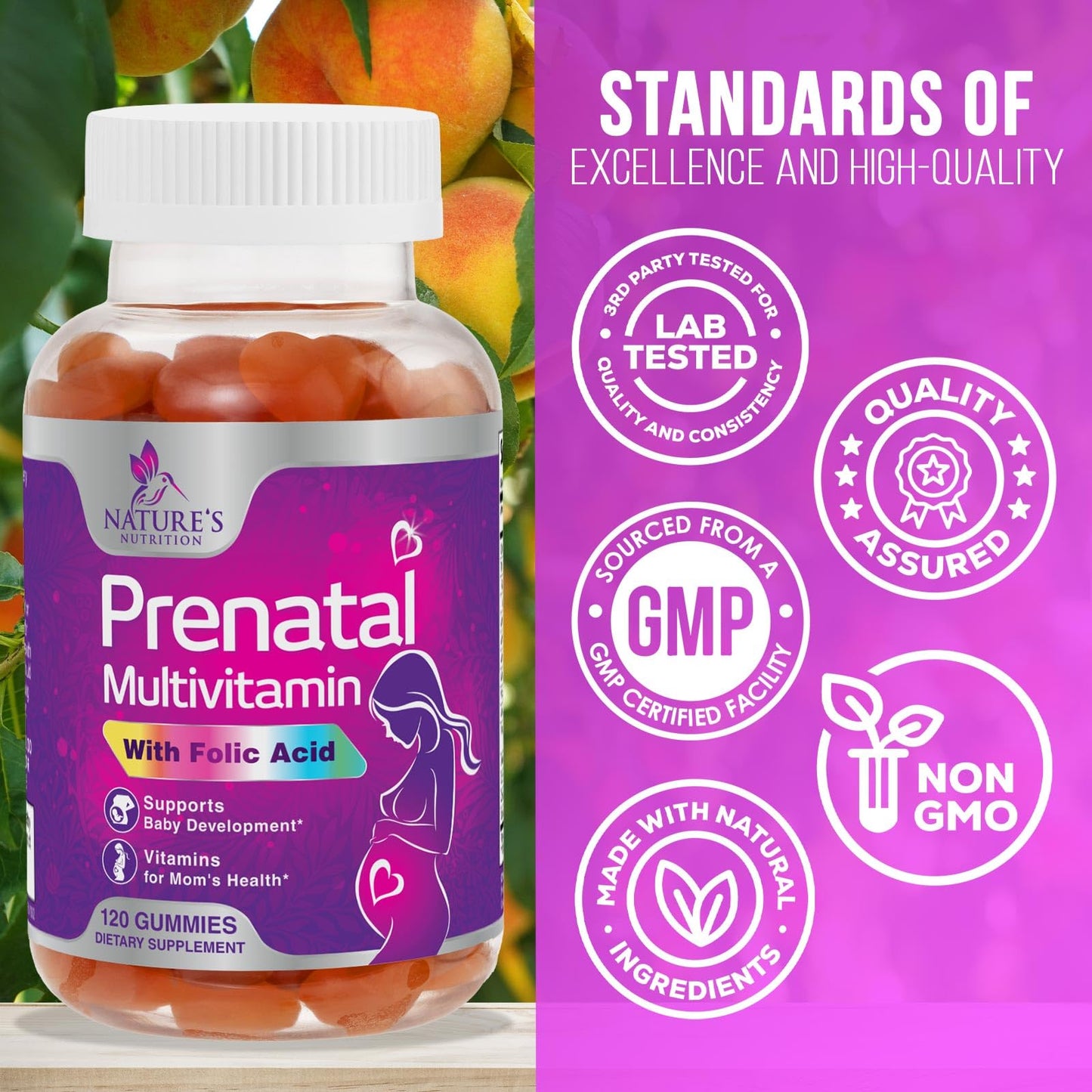 Gomita prenatal sabor natural Nature's Nutrition para embarazadas