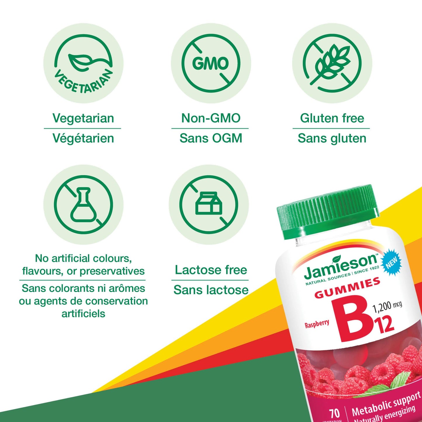 Gomita vitamina b12 jamieson natural energía sabor frambuesa