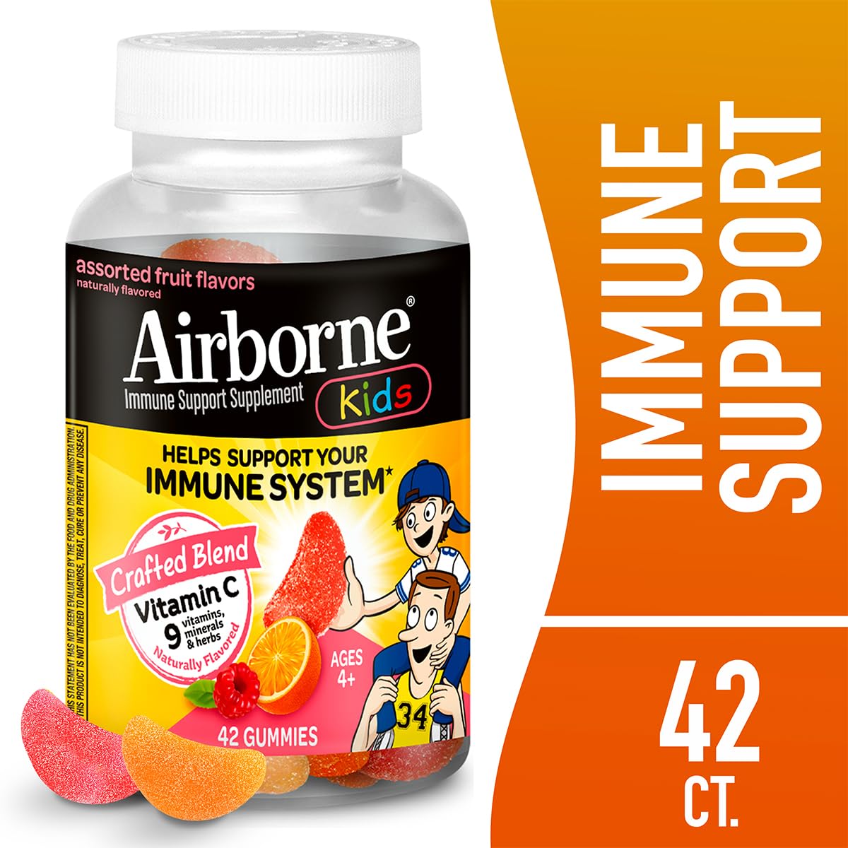 Gomitas Airborne niños vitamina c variados colores sabores frutas