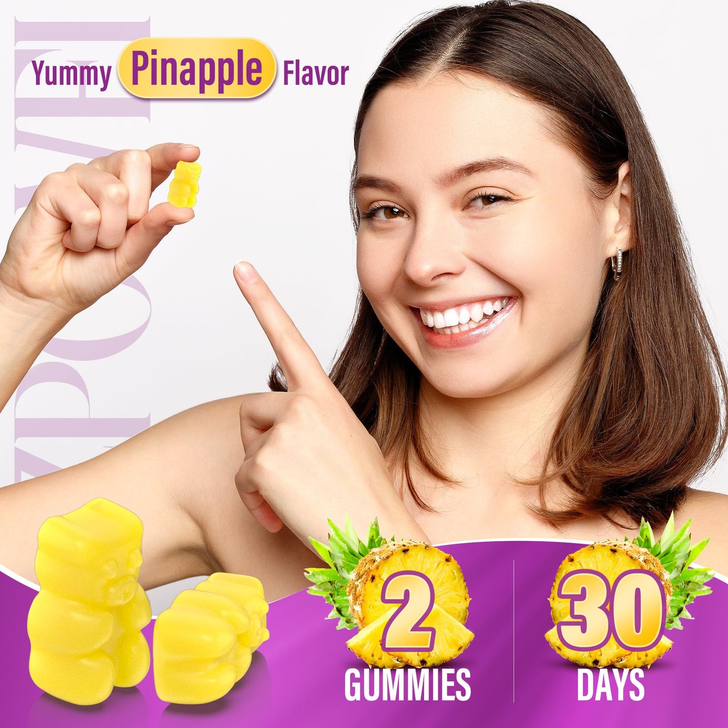 Gomitas amarillas Lazpowfi inositol y zinc para mujeres