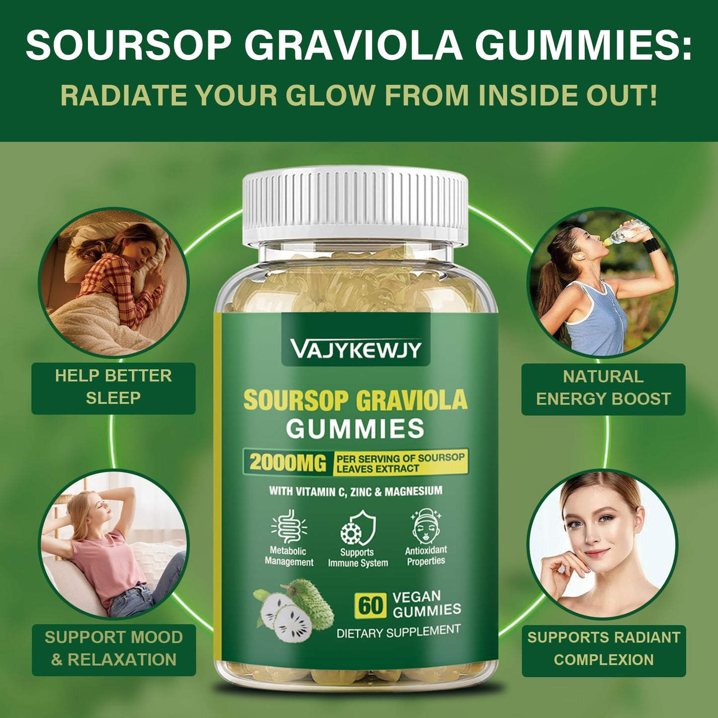 Gomitas con antioxidantes y fibra dietética para salud digestiva