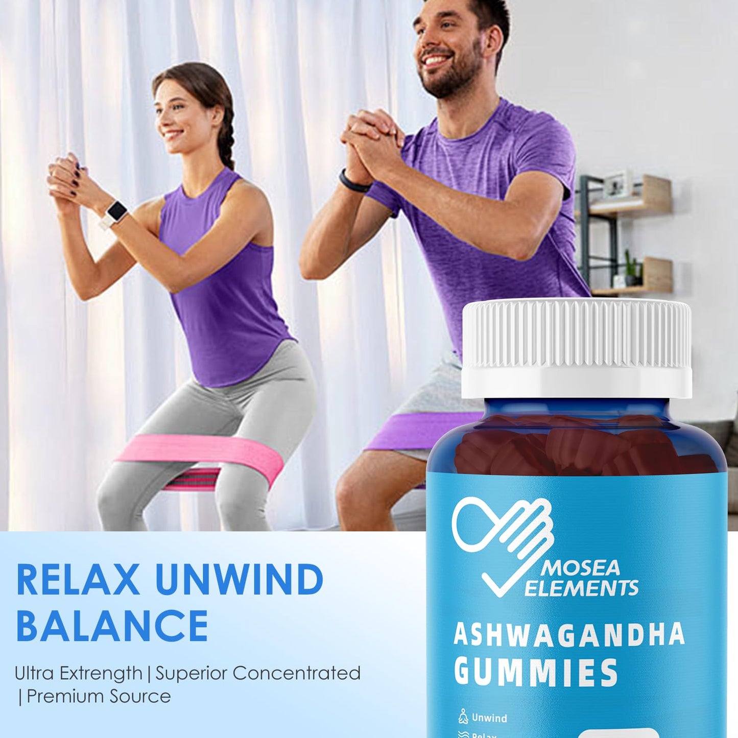 Gomitas Ashwagandha para hombres y mujeres, 60 unidades
