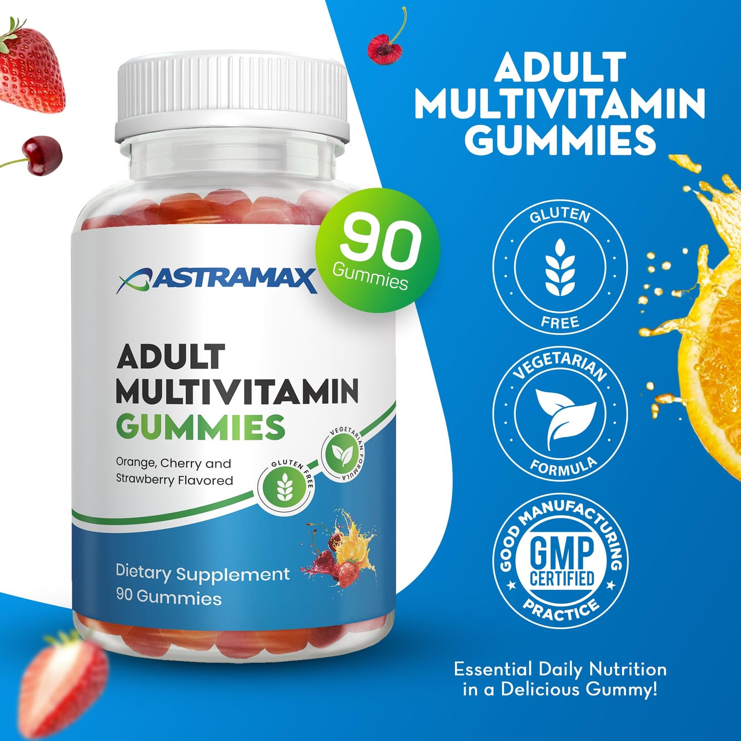 Gomitas multivitamínicas Astramax sin gluten, vegetarianas.