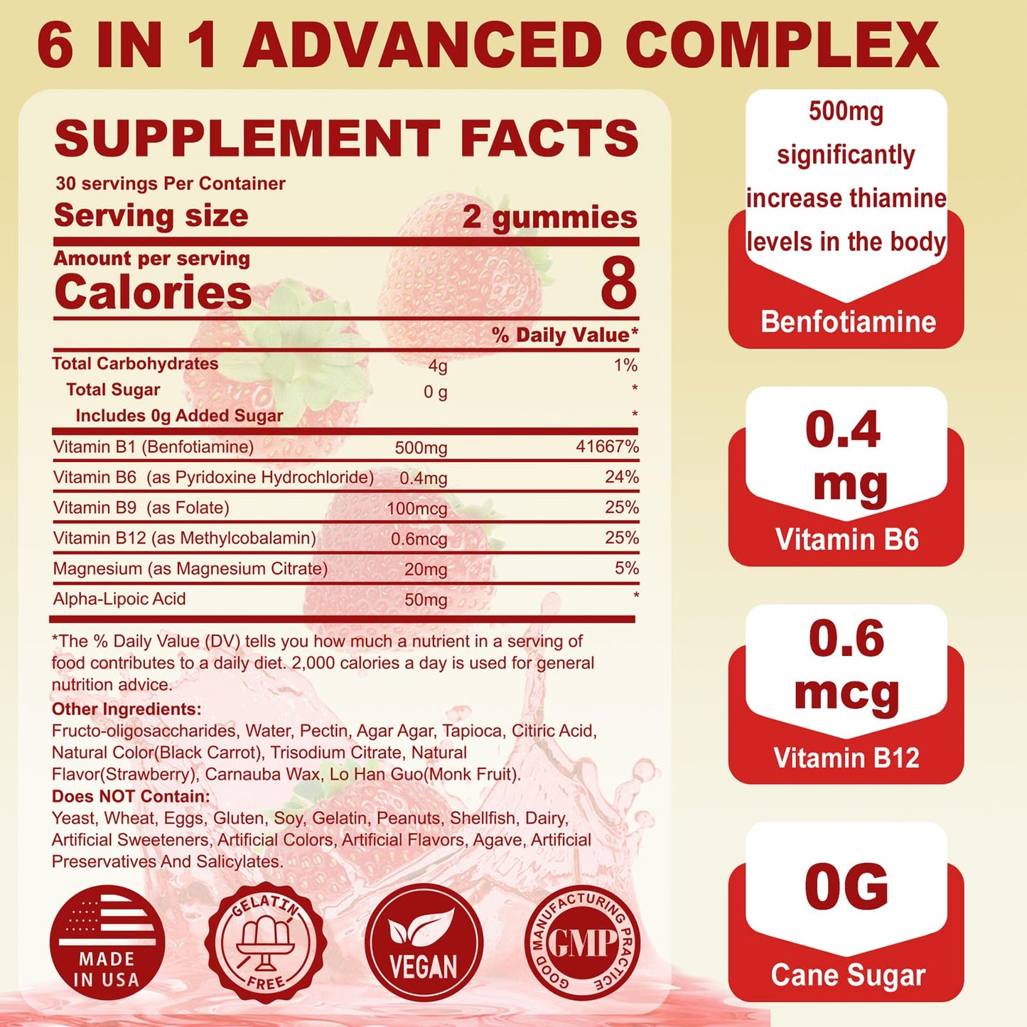 Producto vegano gomitas B1 y B2 sin azúcar