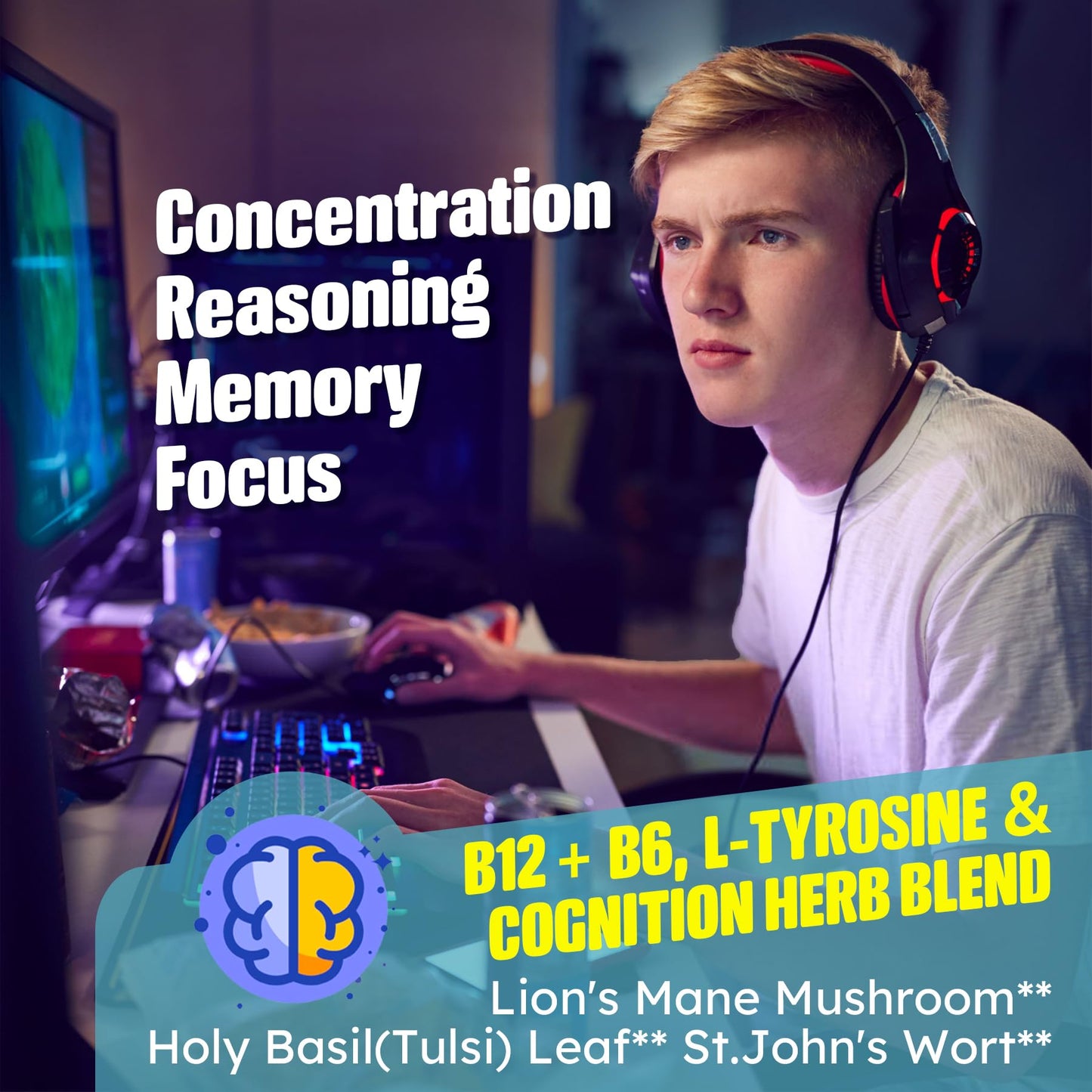 Gomitas con B12 y hierbas para claridad mental