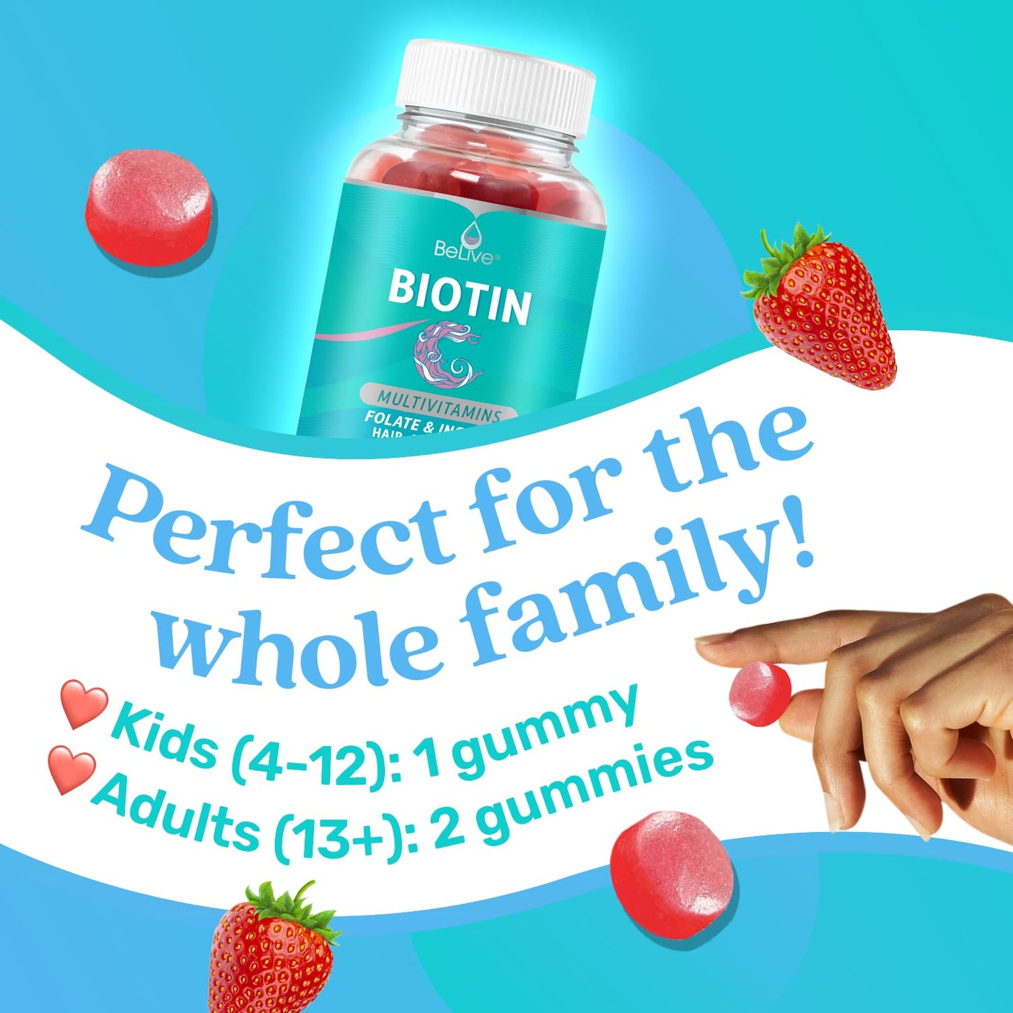 Gomitas BeLive con vitaminas para cabello y piel saludables mujer