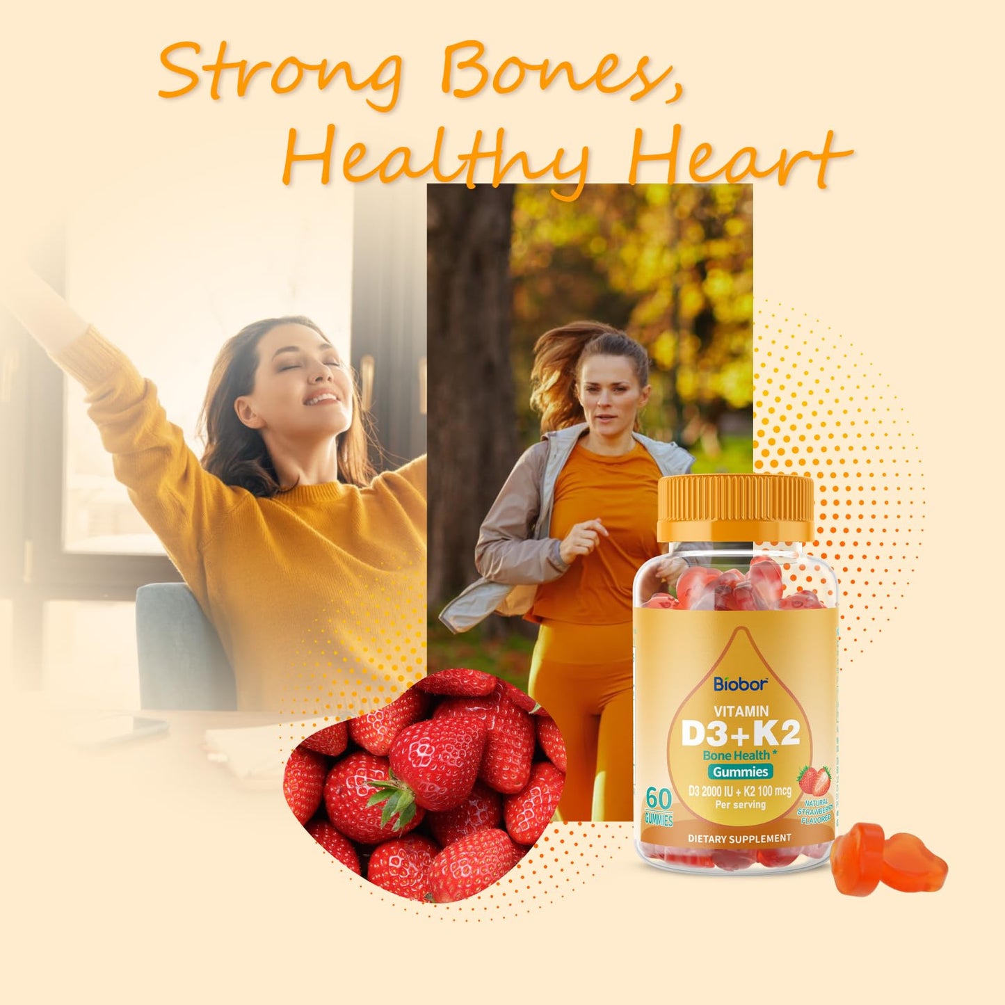 Gomitas Biobor Vitamina D3 K2 con enfoque en etiqueta