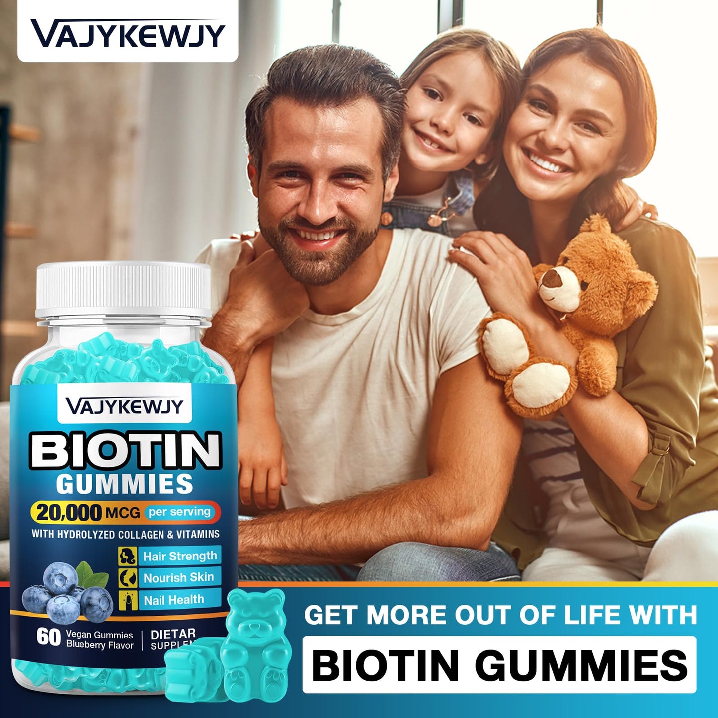 Gomitas biotina con 20,000 mcg por porción
